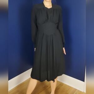 1940s vintage black crepe dress, Small Medium